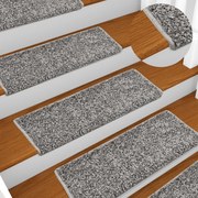 vidaXL Tapetes de escada 15 peças 65x21x4 cm cinza com borda retangular
