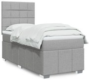 vidaXL Cama com molas/colchão 100x200 cm tecido cinzento-claro