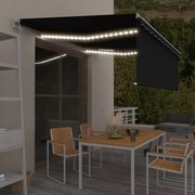 Toldo automático c/ estore/LED/sensor de vento 4x3 m antracite