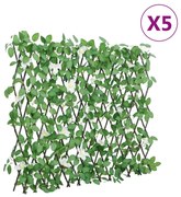 vidaXL Treliça de hera artificial extensível 5 pcs 186x30 cm verde