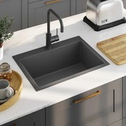 vidaXL Lava-louça de cozinha artesanal aço inoxidável preto