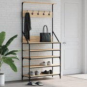 vidaXL Bengaleiro c/ arrumação calçado 90x34x184 cm carvalho sonoma