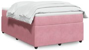 vidaXL Cama boxspring com colchão 120x200 cm veludo rosa