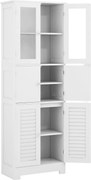 HOMCOM Armário Casa de Banho Coluna Casa de Banho Anti-Tombo com 6 Portas Prateleiras Ajustáveis 60x30x170,5 cm Branco | Aosom Portugal
