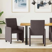 vidaXL Cadeiras de Jantar com Rodas 2 pcs Castanho escuro tecido