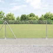 vidaXL Cerca de Fio Soldado com 7 Postes Flangeados 0.8x10 m Aço Galvanizado