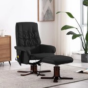 vidaXL Cadeira massagens reclinável + apoio pés couro artificial preto