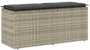 vidaXL Banco de jardim com almofadão 110x40x44 cm vime PE