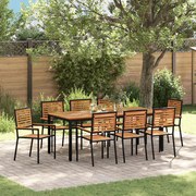 vidaXL Conjunto de Jantar para Jardim 9 pcs Preto e Marrom vime PE