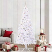 vidaXL Árvore de Natal Artificial com 300 LEDs Branco 210 cm PVC e Aço