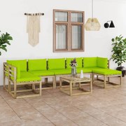 8 pcs conjunto lounge de jardim com almofadões pinho impregnado