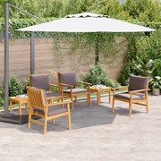vidaXL Conjunto de Jantar de Jardim com 6 Peças e Almofadas de Madeira de Acácia