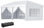 Outsunny Tenda para Festas 585x295x270 cm com Paredes Laterais Amovíveis 2 Portas com Zíper 4 Janelas e Bolsa de Transporte Branco