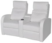 vidaXL Poltrona reclinável de 2 lugares couro artificial branco