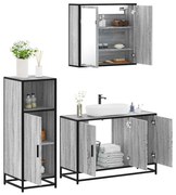 vidaXL 3 pcs Conjunto móveis casa de banho madeira proc. cinza sonoma