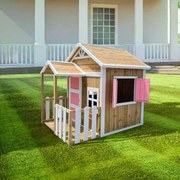 Casa de brincar para crianças 170 x 200 x 184 cm de madeira em painéis OLDEN Rosa