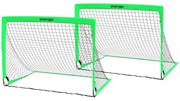 SPORTNOW Conjunto de 2 Balizas de Futebol Dobráveis para Crianças com Luz LED e Postes de Fibra de Vidro 120x90x90 cm Verde