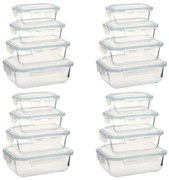 vidaXL Recipientes para alimentos 16 pcs vidro