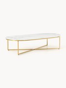 Mesa de centro oval com tampo de vidro com aspeto de mármore Antigua