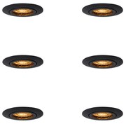 Conjunto de 6 focos embutidos pretos ajustáveis - Ude Honey