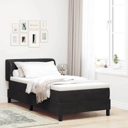 vidaXL Cama Box com colchão com cabeceira Preto 90 x 200 cm Veludo