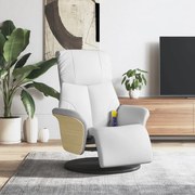 vidaXL Cadeira massagens reclinável c/apoio pés couro artif. branco