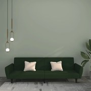 vidaXL Sofá-cama de 2 lugares veludo verde-escuro