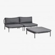 Sofá De Jardim Modular De 2 Peças E Pufe Roubly Cinza Grafito - Sklum