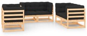 vidaXL 6 pcs conjunto lounge de jardim c/ almofadões pinho maciço