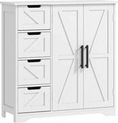 HOMCOM Armário de Casa de Banho com 4 Gavetas e Armário com Prateleira Ajustável 81,2x30x83,8 cm Branco | Aosom Portugal