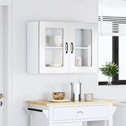 vidaXL Armário parede de cozinha porta vidro Kalmar branco alto brilho