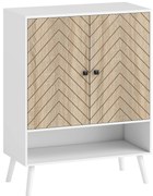 HOMCOM Sapateira com Desenho em Espiga Prateleiras Ajustáveis Compartimento Aberto para 15 Pares de Sapatos 75x35x97 cm Branco e Madeira | Aosom Portugal