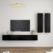 vidaXL 4 pcs conjunto de móveis de TV contraplacado preto