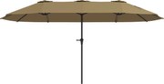 Outsunny Chapéu de Sol Duplo 4x2,2 m Chapéu de Sol para Terraço Exterior com Manivela Manual Impermeável e Proteção UV30+ Castanho | Aosom Portugal