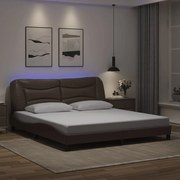 vidaXL Estrutura cama c/ luzes LED 180x200cm couro artificial castanho