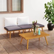 vidaXL 4 pcs conj. lounge jardim c/ almofadões madeira acácia maciça