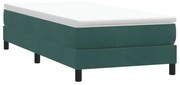 Box Cama de primavera sem Colchão Verde Escuro 80x210 cm Veludo