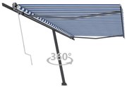 Toldo automático independente 500x300 cm azul e branco