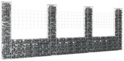 Cesto gabião em forma de U c/ 4 postes 380x20x150 cm ferro