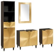 vidaXL Conjunto de Armários para Banheiro com porta 4 pcs Preto e Ouro