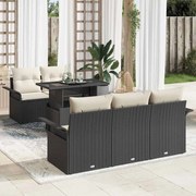 vidaXL Sofá de Jardim em 6 Peças com Almofadas Pretas em Rattan Sintético
