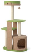 Arranhador para gatos de 5 níveis com arranhadores de sisal e móveis para gatos em tecido de pelúcia macio Mohair 58,5 x 38,5 x 111 cm verde