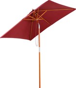 Outsunny Guarda-sol 200 x 150 x 235 cm, com inclinação, 3 níveis ajustáveis, retangular, resistente à água e proteção UV, para praia, varanda, terraço e jardim, vermelho vinho | Aosom Portugal