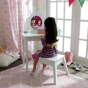 Conjunto Toucador e cadeira para Meninas com gaveta e espelho em 3 partes  80 x 42 x 106 cm Rosa