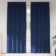 Cortinas Blackout vidaXL com fita superior 2 pcs Veludo Azul Escuro