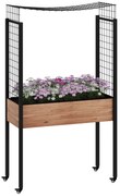 Outsunny Horta Elevada com Rodas Horta Urbana com Treliça Orifícios de Drenagem para Plantas Trepadeiras Flores 110x49x190 cm Marrom