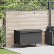 vidaXL Caixa de arrumação jardim com rodas 110x55x73 cm vime PE preto