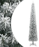 vidaXL Árvore de Natal fina c/ suporte e flocos de neve 300 cm PVC