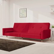 Sofá-cama 2 lugares com duas almofadas veludo vermelho tinto