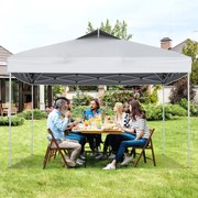Tenda com dossel hexagonal ajustável em altura de 400 x 348 cm com pernas revestidas - cáqui